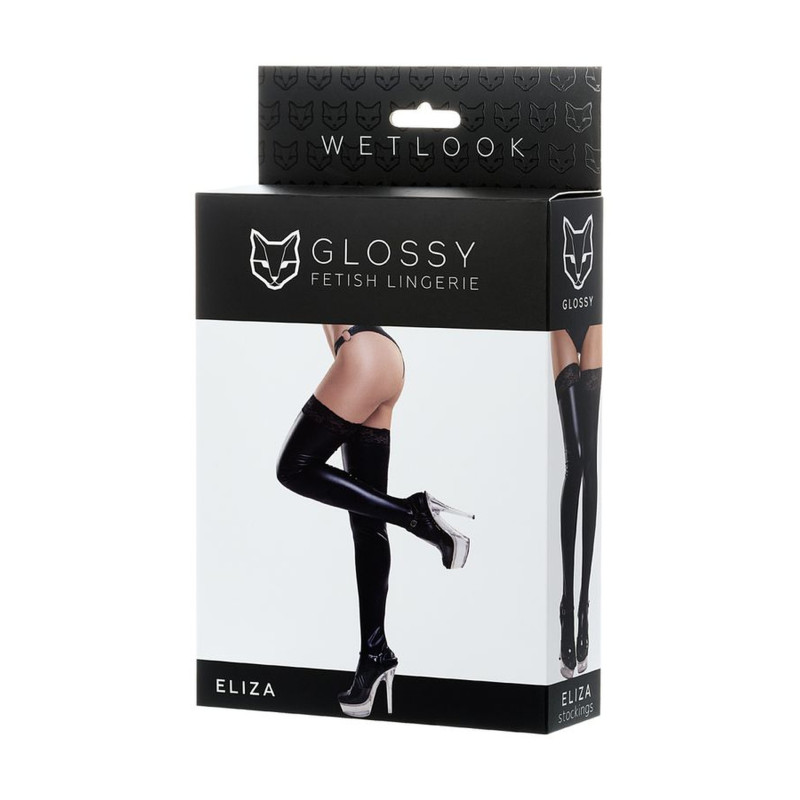 Glossy Shiny Wetlook stockings with a lace ELIZA